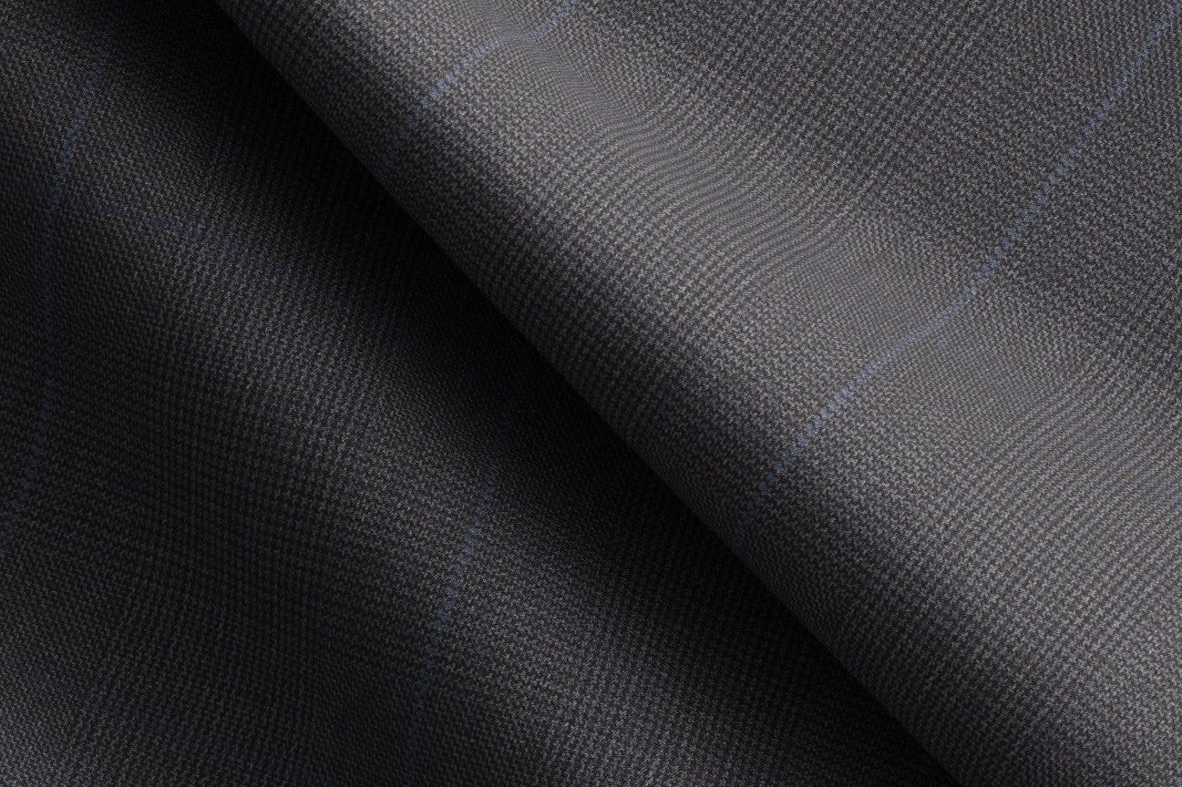 Made to measure 130s wool suit with gray window Caccioppoli