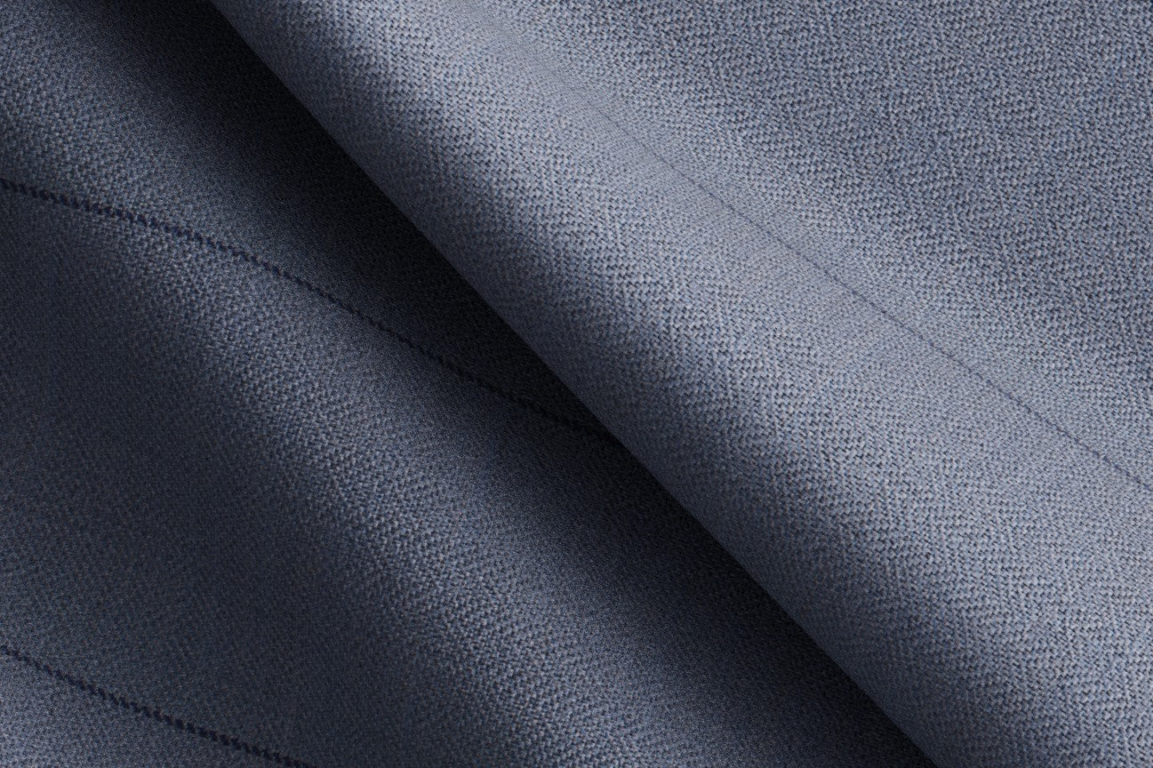 Light blue pinstriped 130s wool tailored suit Caccioppoli