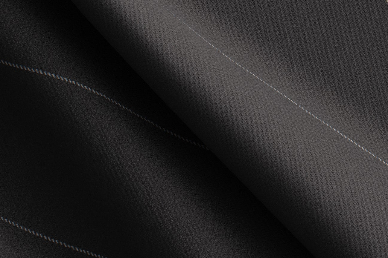 Tailored 130s wool suit with black pinstripe Caccioppoli
