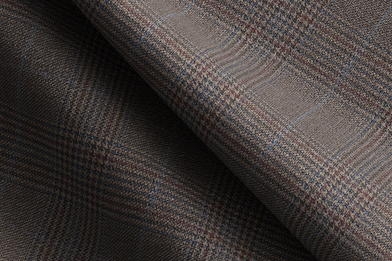 Giacca su misura lana 130s principe di galles beige Caccioppoli