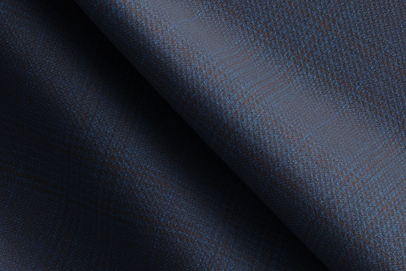 Gilet en laine Prince de Galles des années 130 sur mesure en bleu Caccioppoli