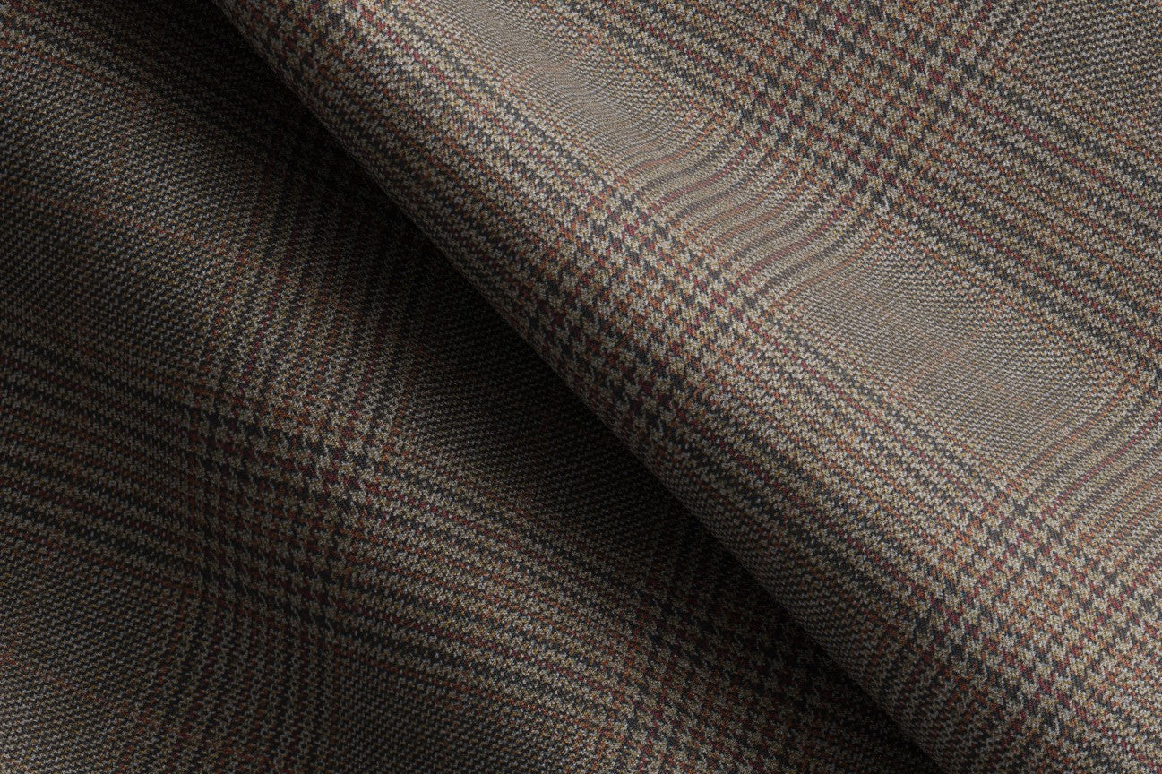 Gilet tailleur en laine beige Prince de Galles années 130 Caccioppoli