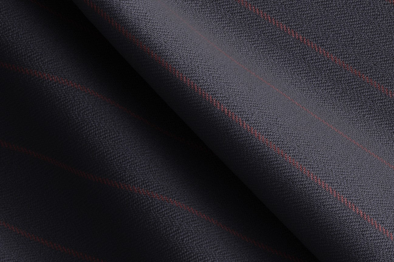 Made to measure 130s wool suit with blue pinstripe Caccioppoli