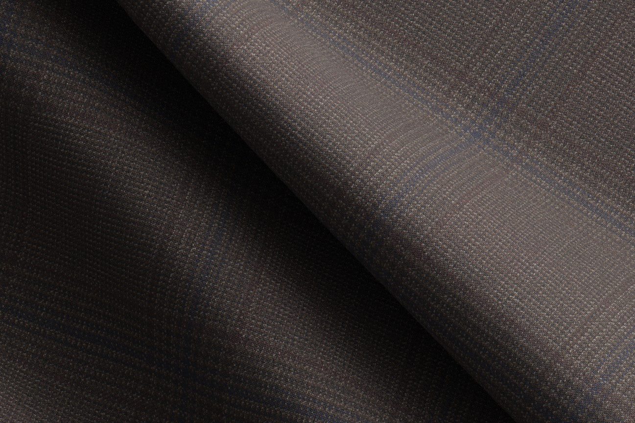 Bespoke suit in 130s Prince of Wales wool in brown Caccioppoli
