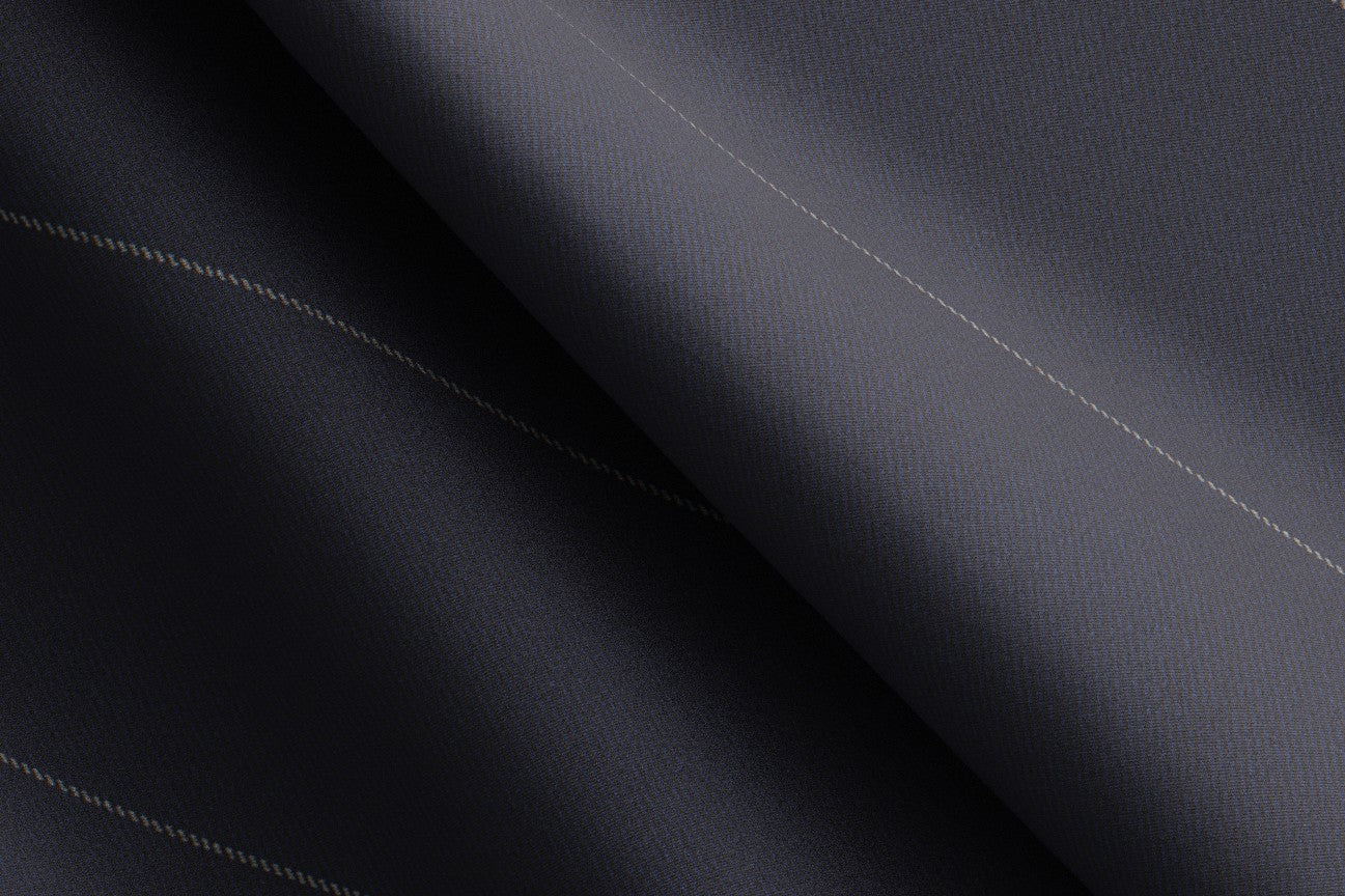 Giacca su misura lana 130s gessato blu Caccioppoli