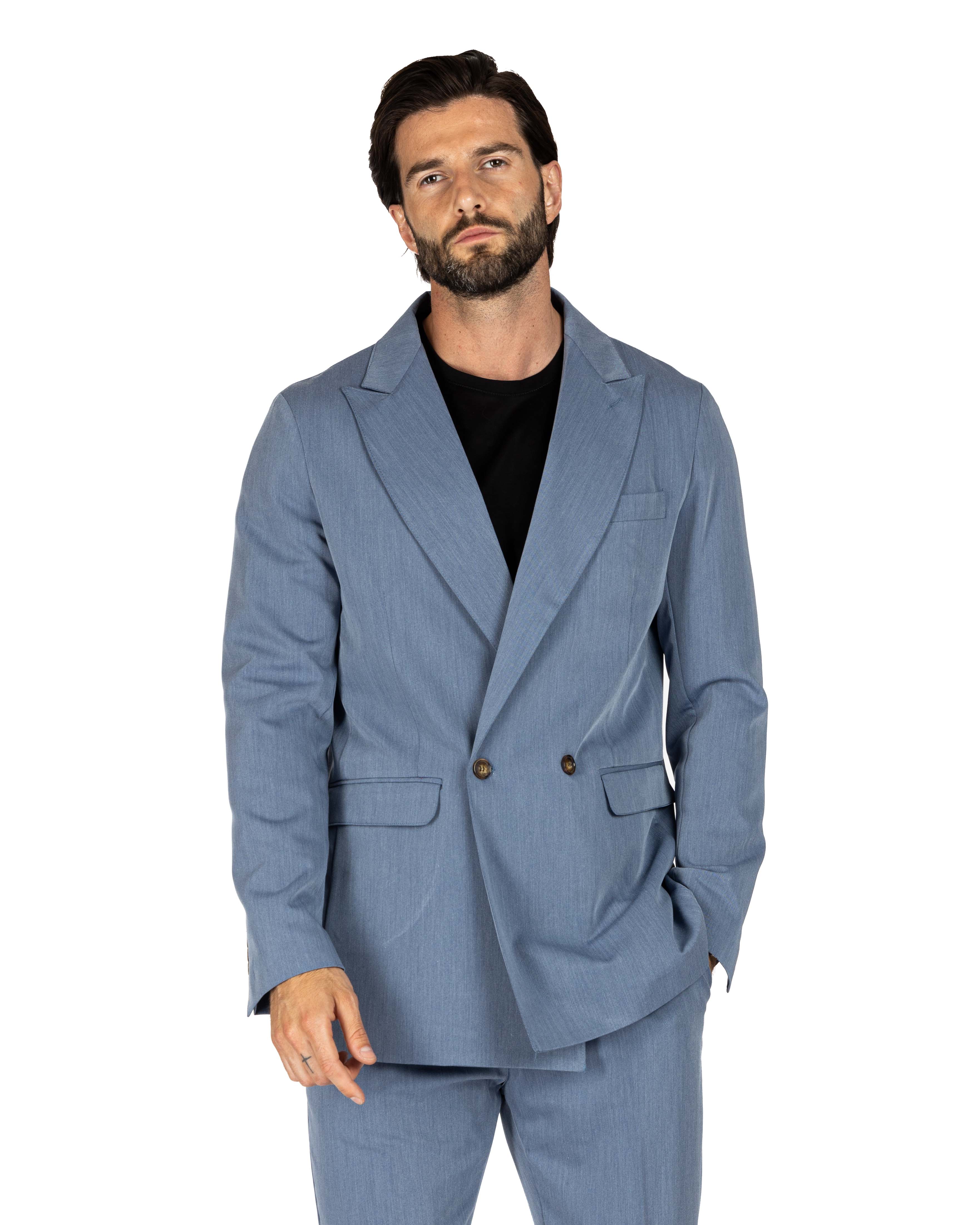 Italian 2.0 - light blue double-breasted jacket