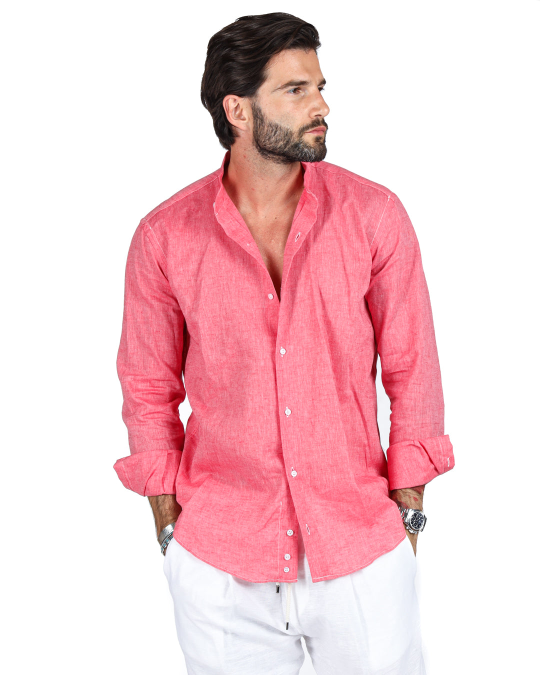 Positano - Coral Korean linen shirt