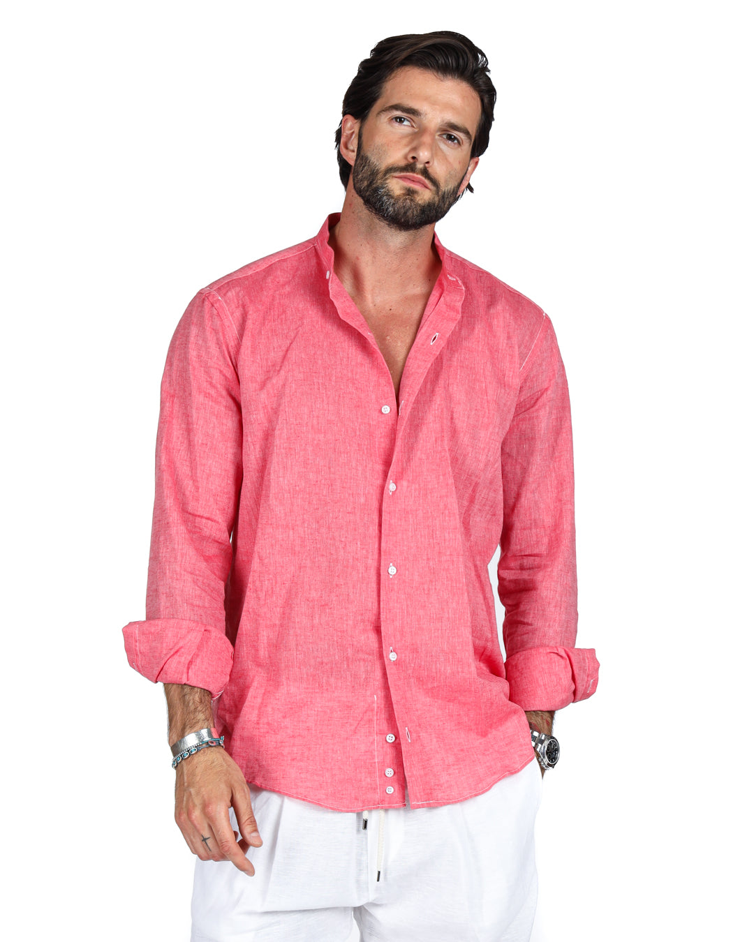 Positano - Coral Korean linen shirt