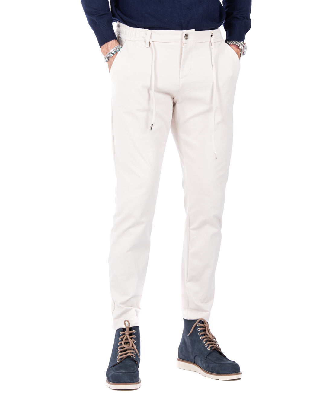 Mustang - cream milan stitch trousers
