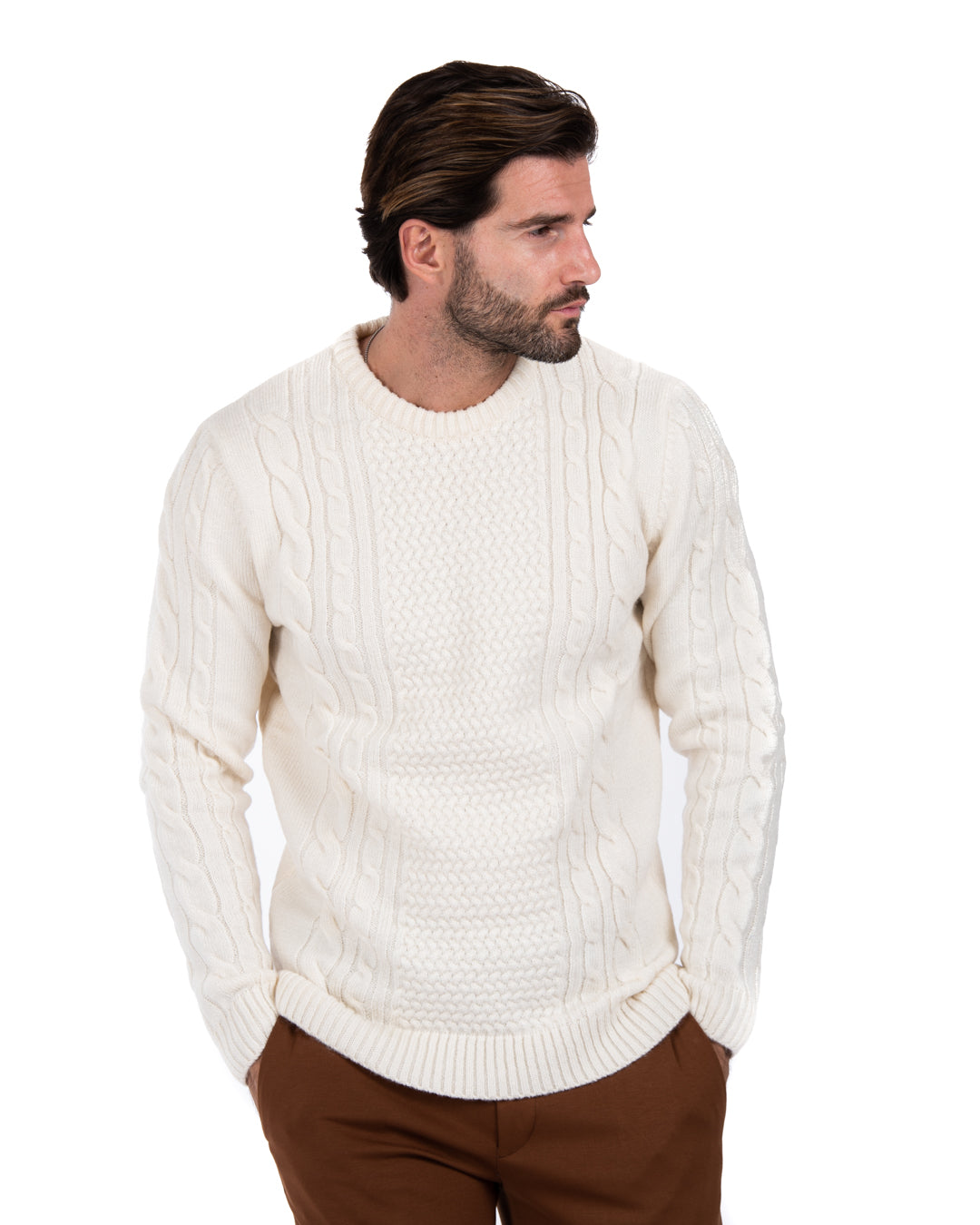 Leiden - white braided sweater