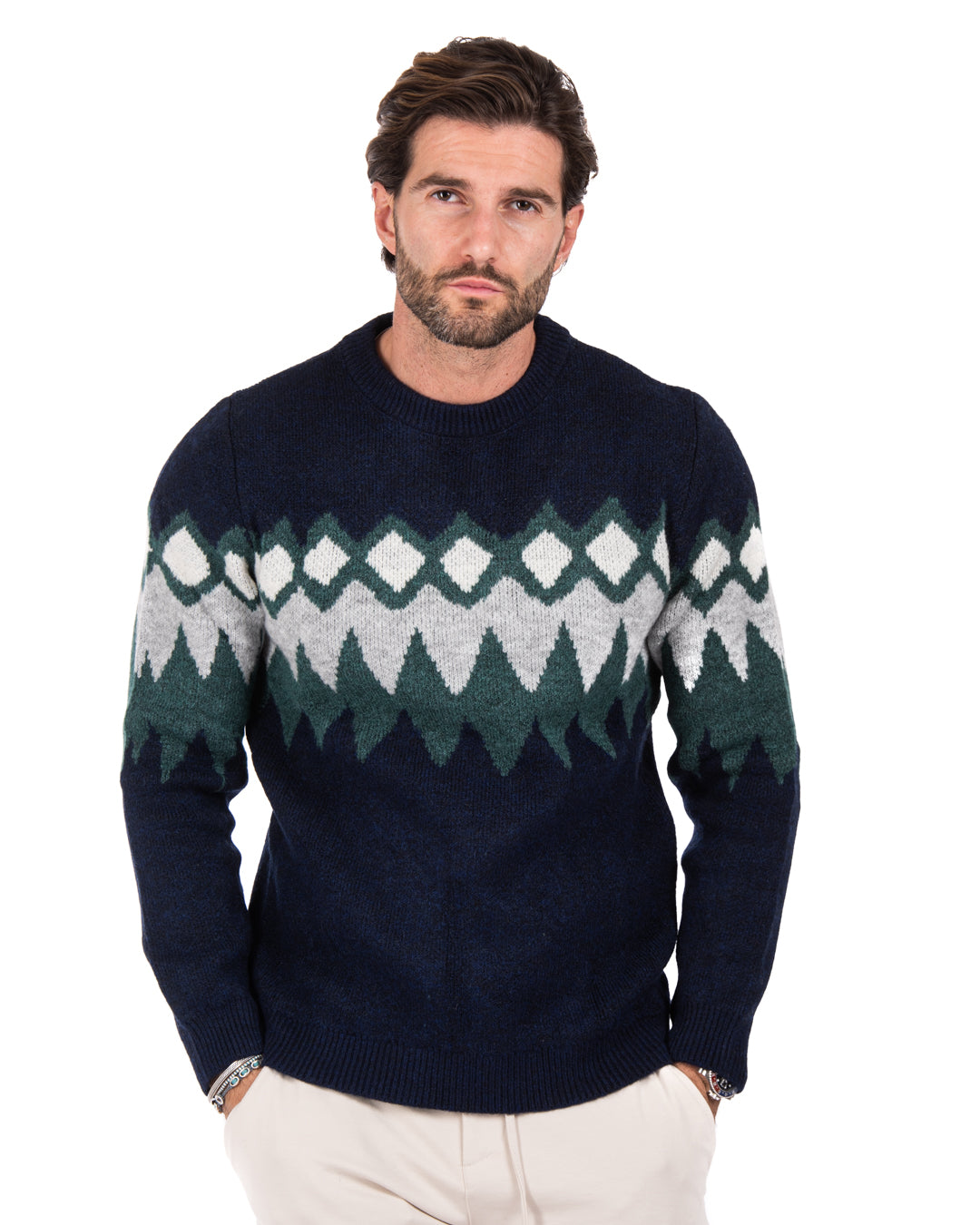 Marken - sweater with blue and green pattern