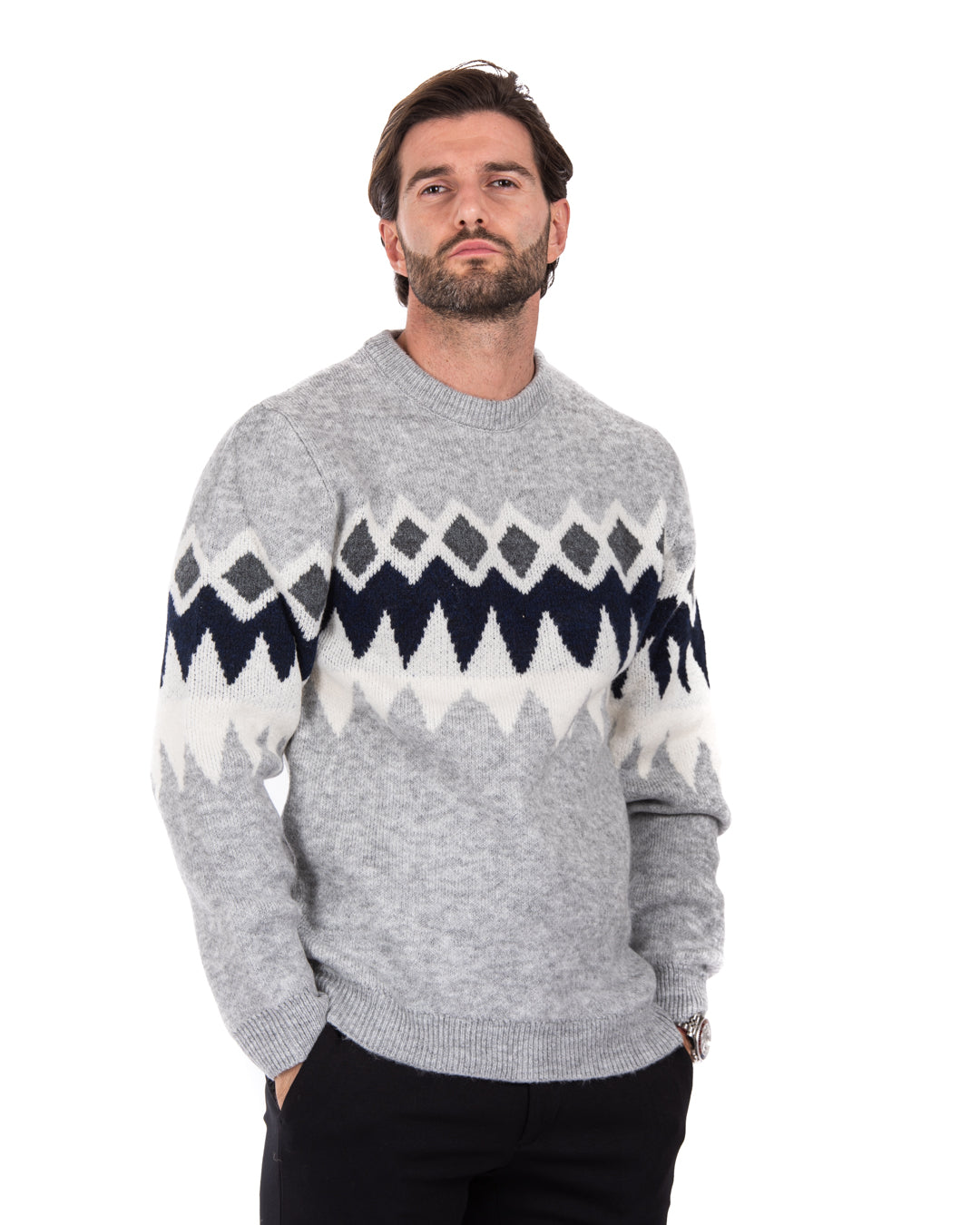 Marken - sweater with gray and blue pattern
