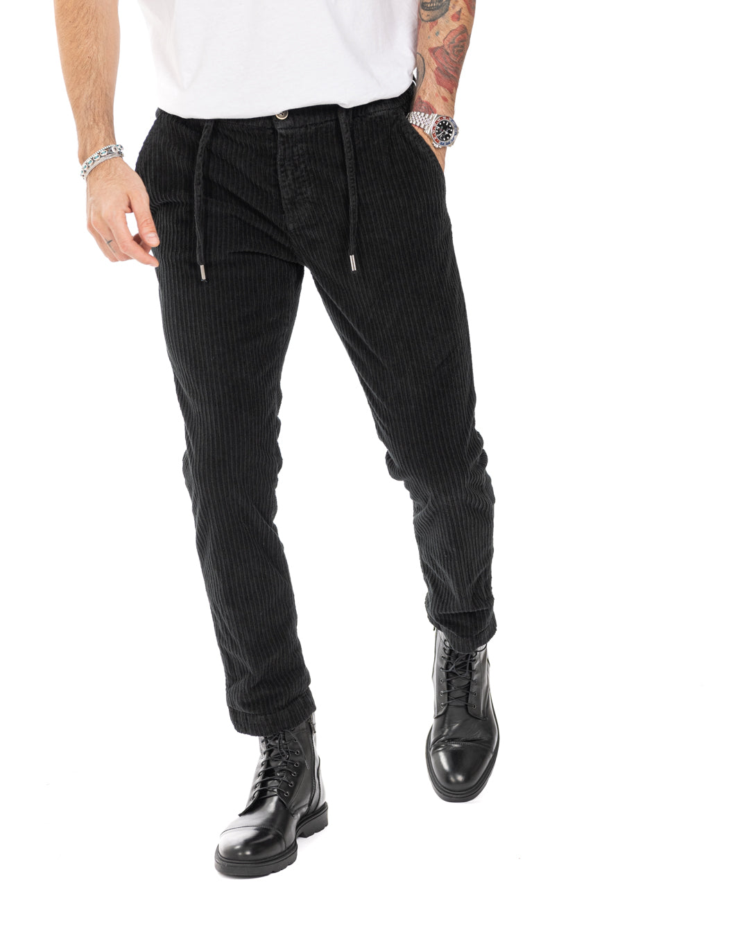 Kim - black rocker velvet trousers