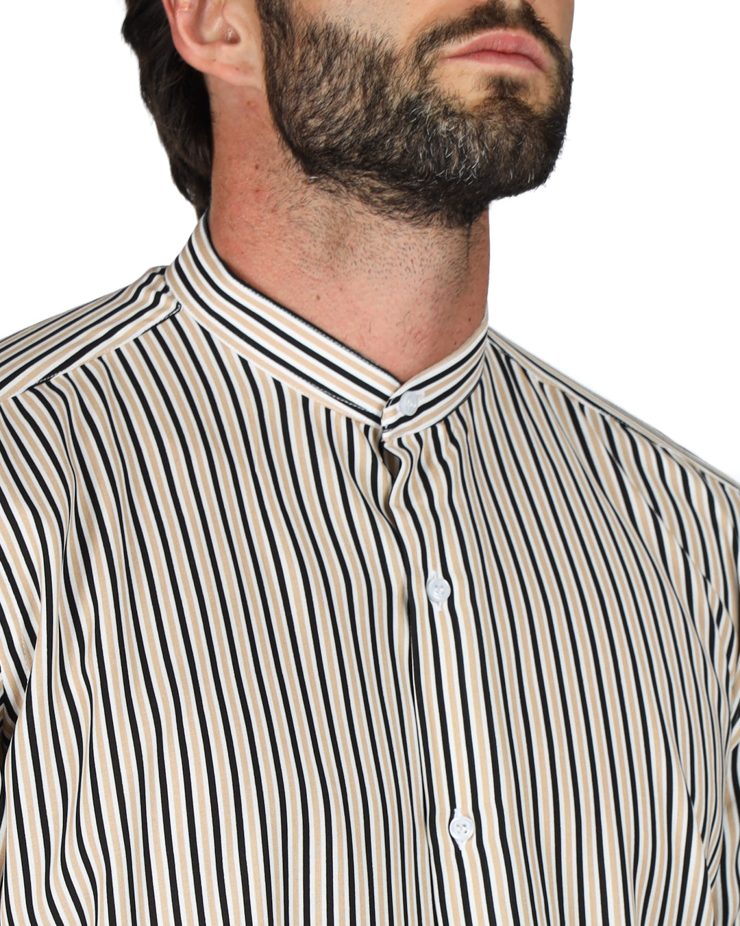 Barbuda - Beige striped patterned Korean shirt