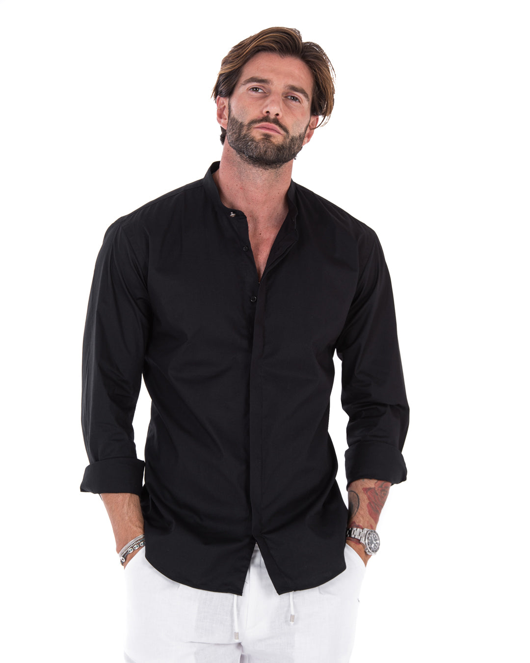 Chemise – basique coréenne noire en coton