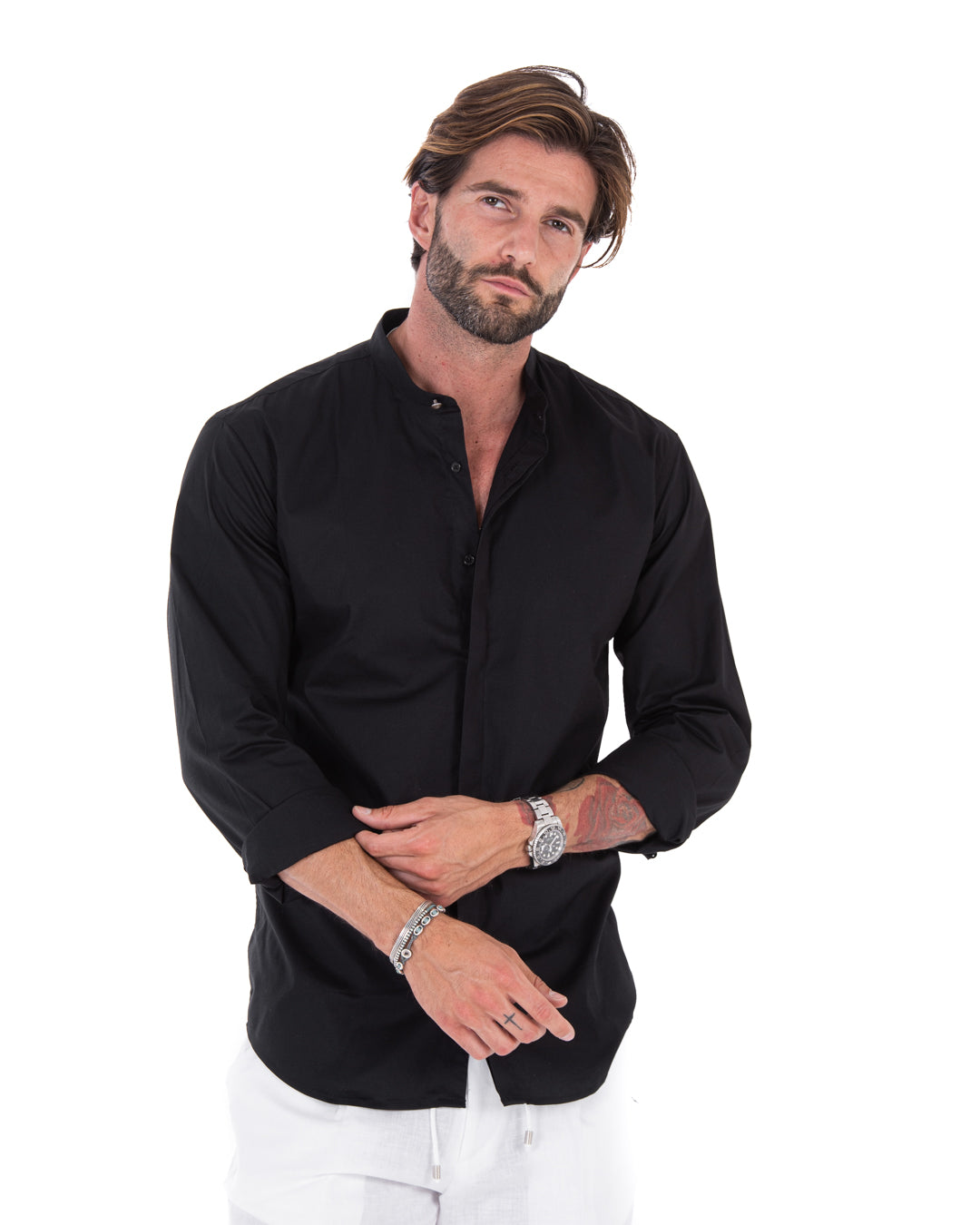 Chemise – basique coréenne noire en coton