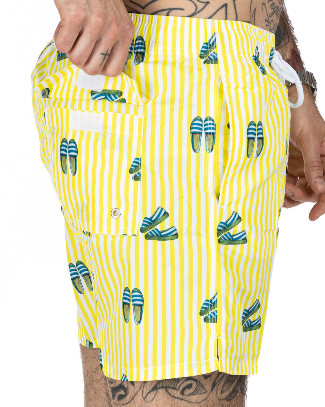 Swimsuit - Yellow striped espadrilles pattern