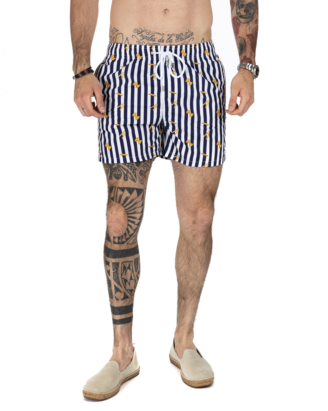 Swimsuit - Blue striped paste pattern