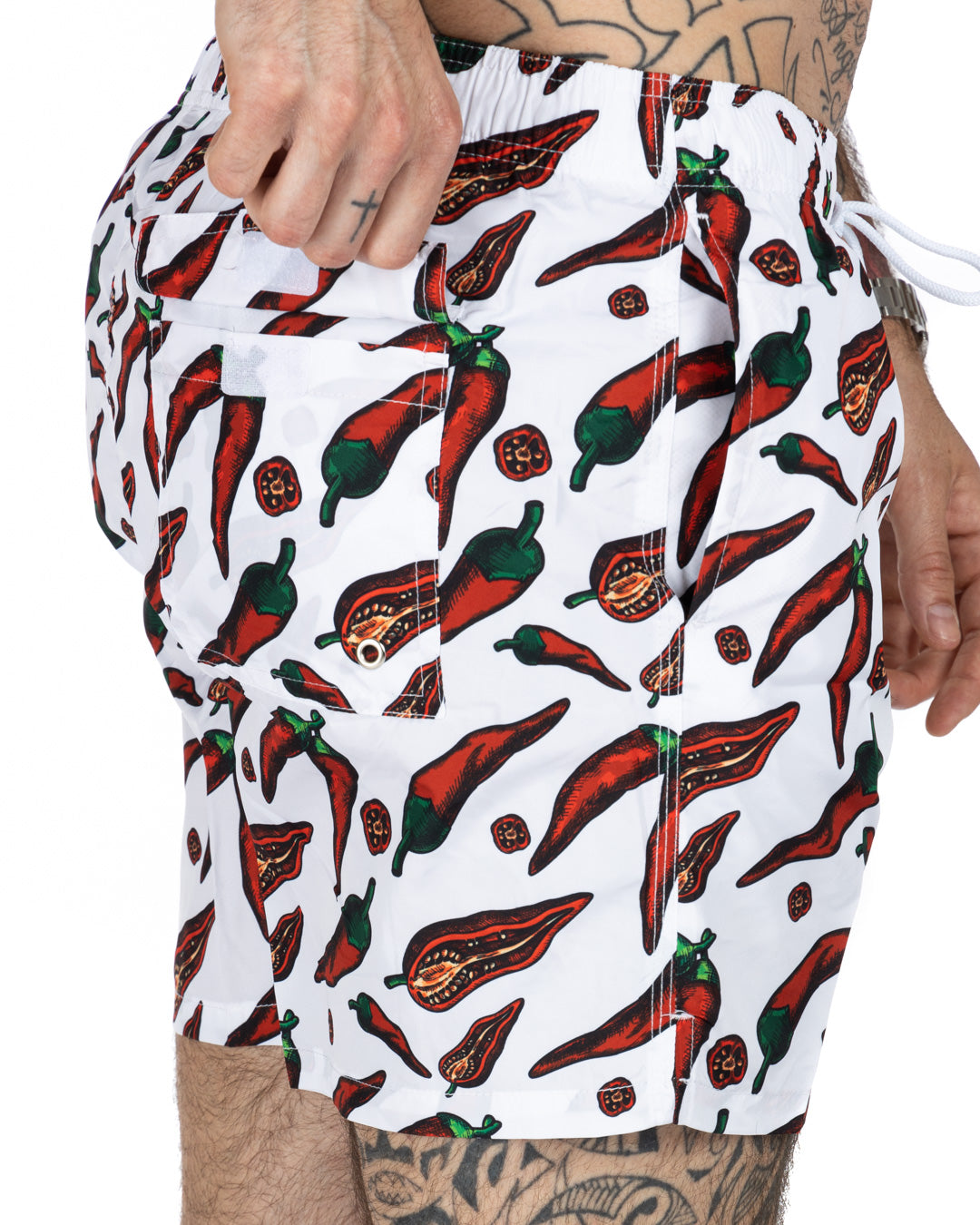 Swimsuit - White chili pepper pattern
