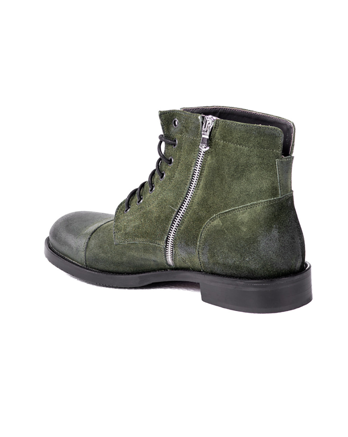 DAVY - GREEN SUEDE ANKLE BOOT WITH ZIP