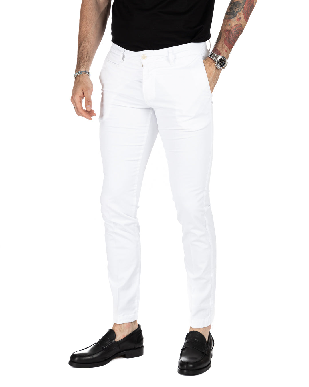 Frank - white basic trousers