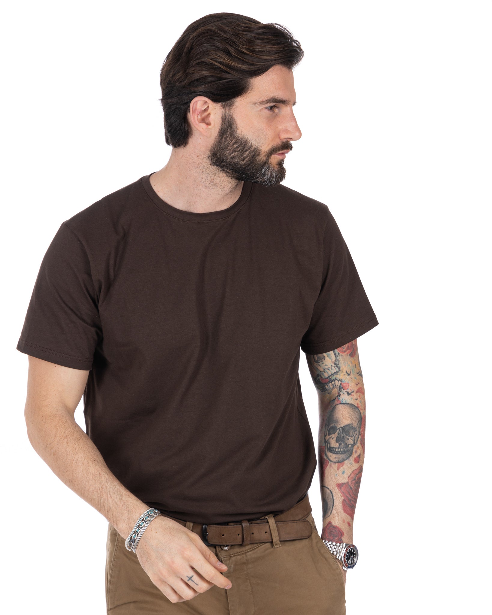 Harry - dark brown stretch cotton t-shirt