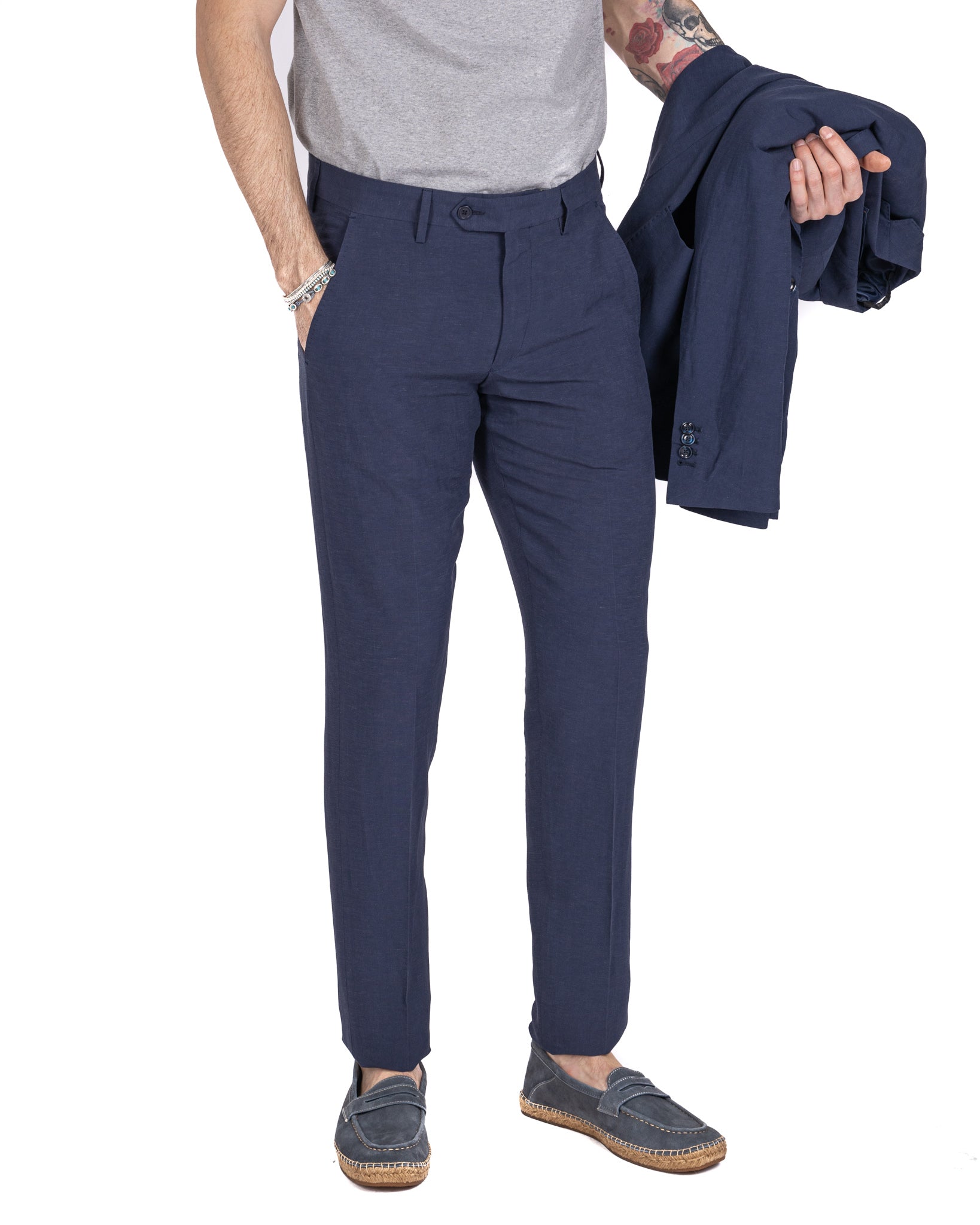 Ventotene - blue single-breasted linen suit