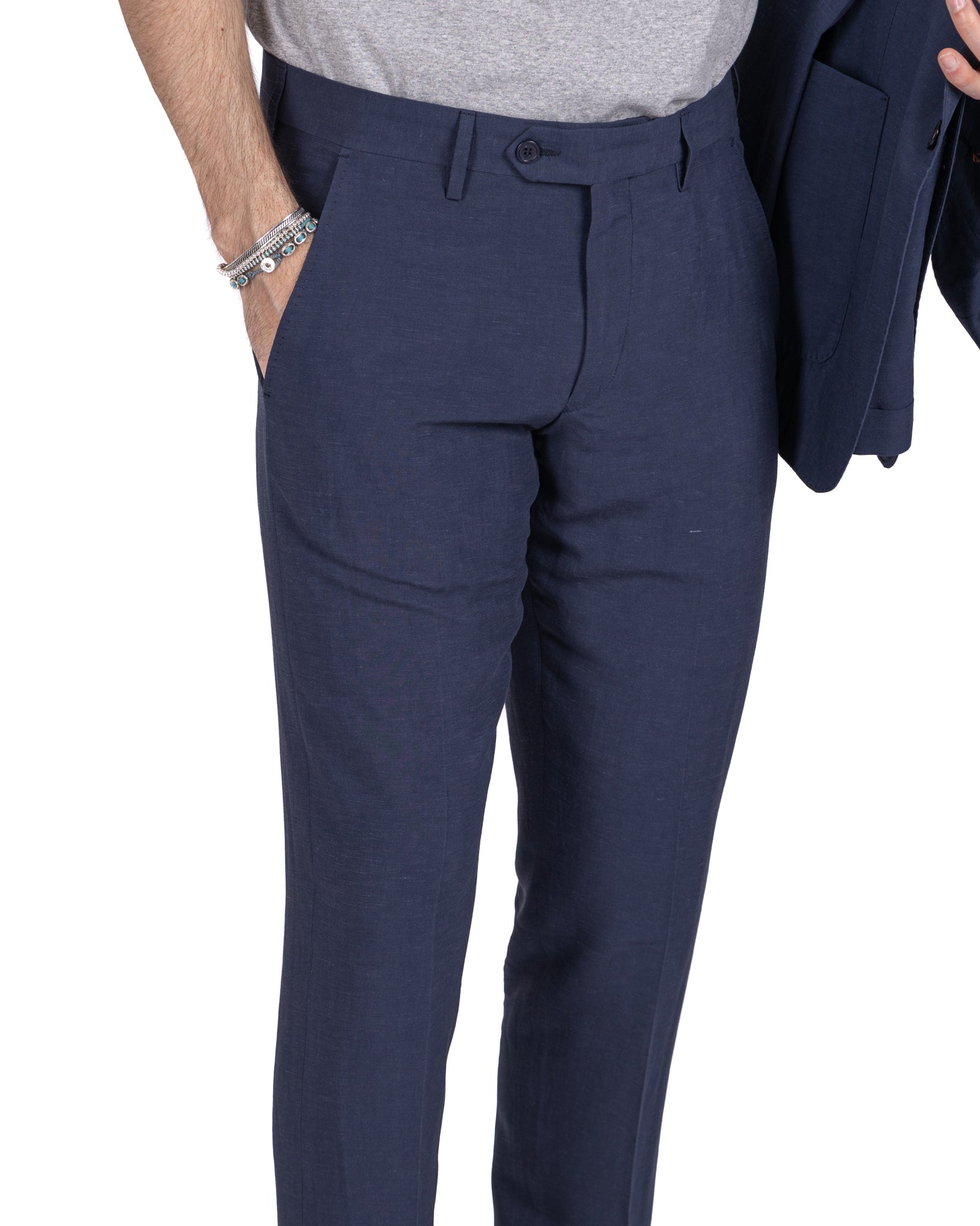 Ventotene - blue single-breasted linen suit