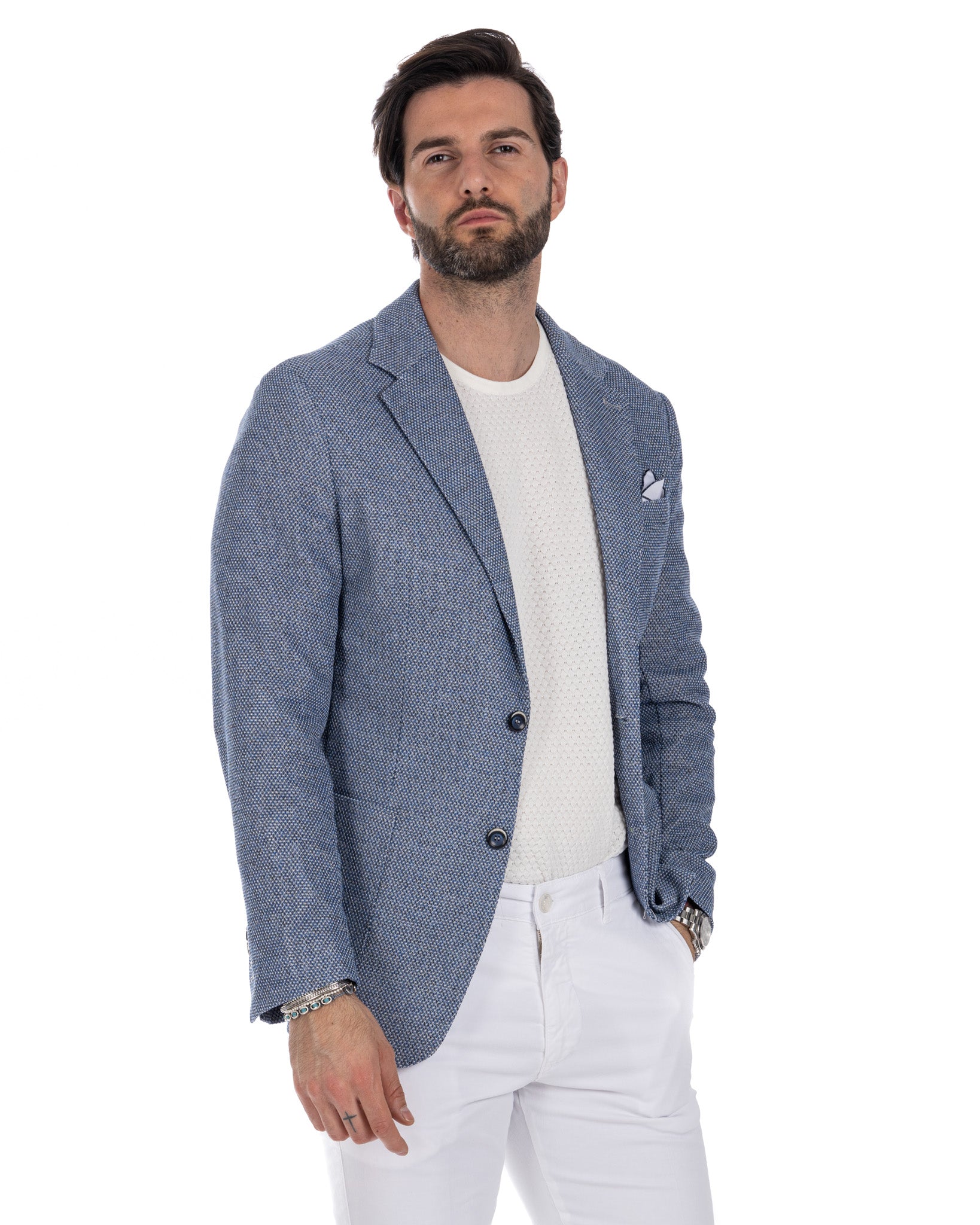 Veglie - gray rice grain single-breasted jacket
