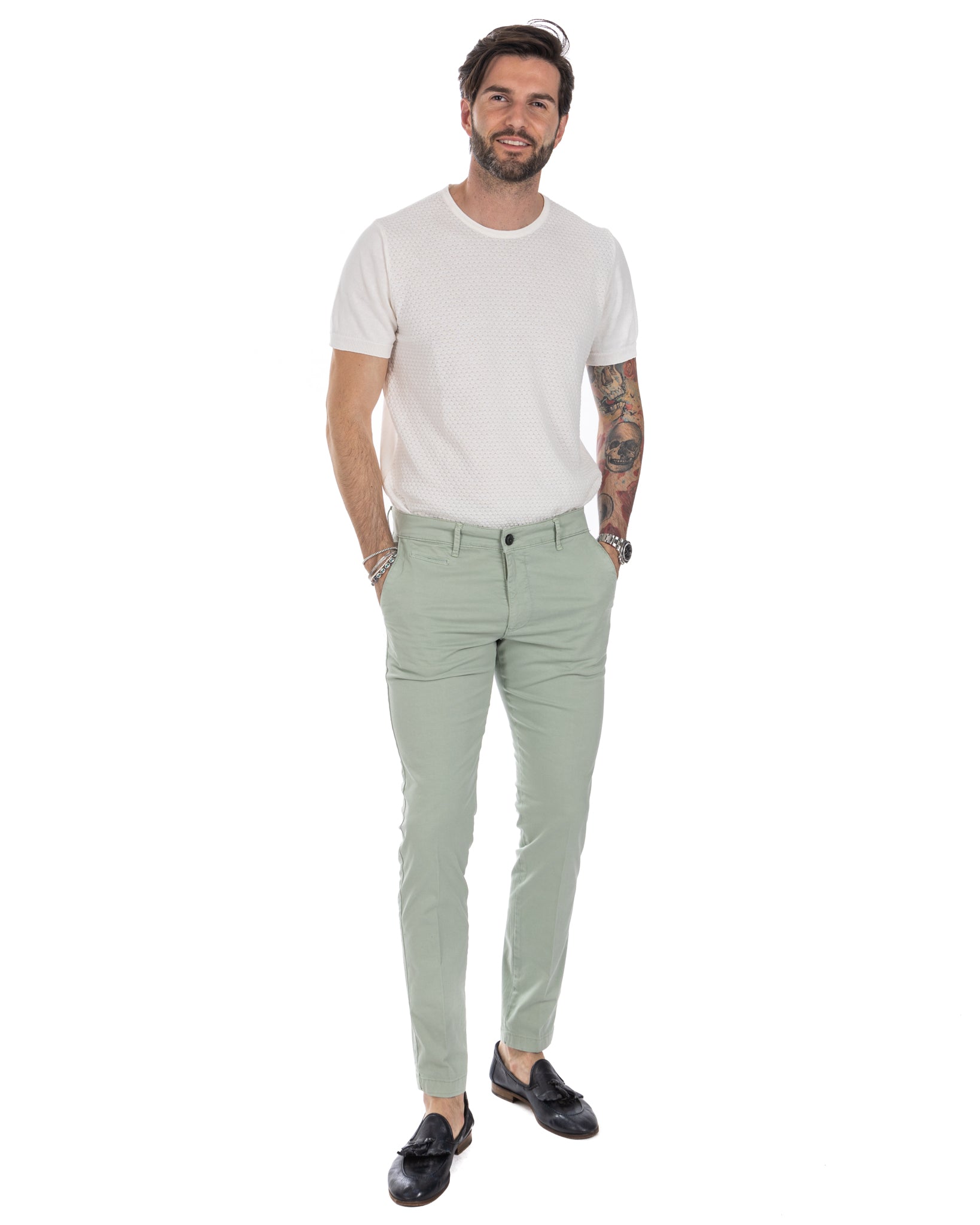 Frank - basic pistachio trousers