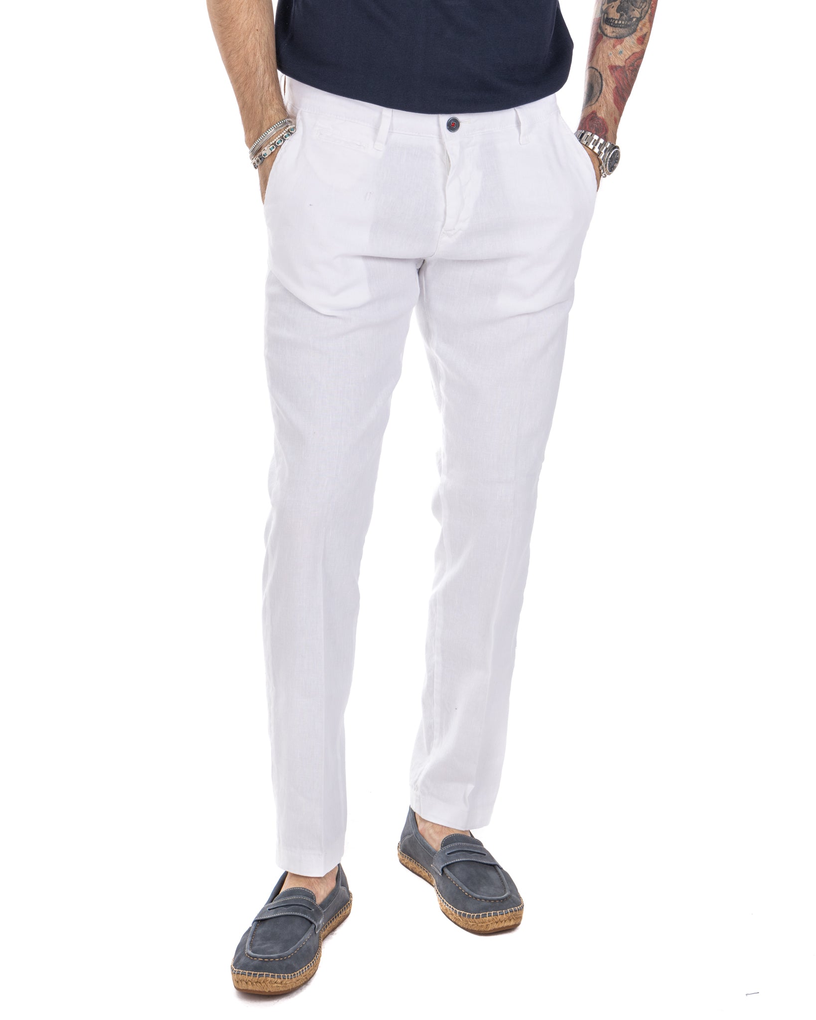Didier - pantalon en lin stretch blanc