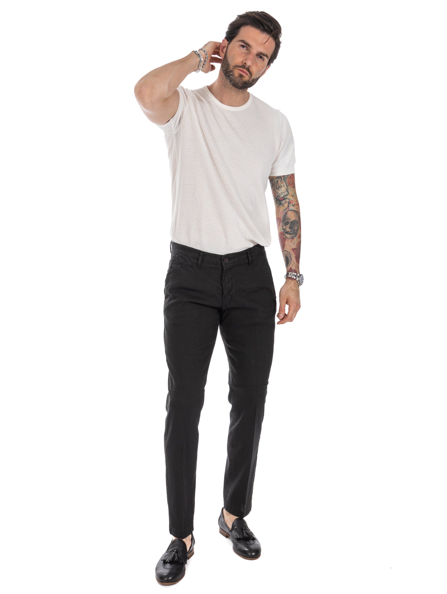 Didier - pantalon en lin stretch noir