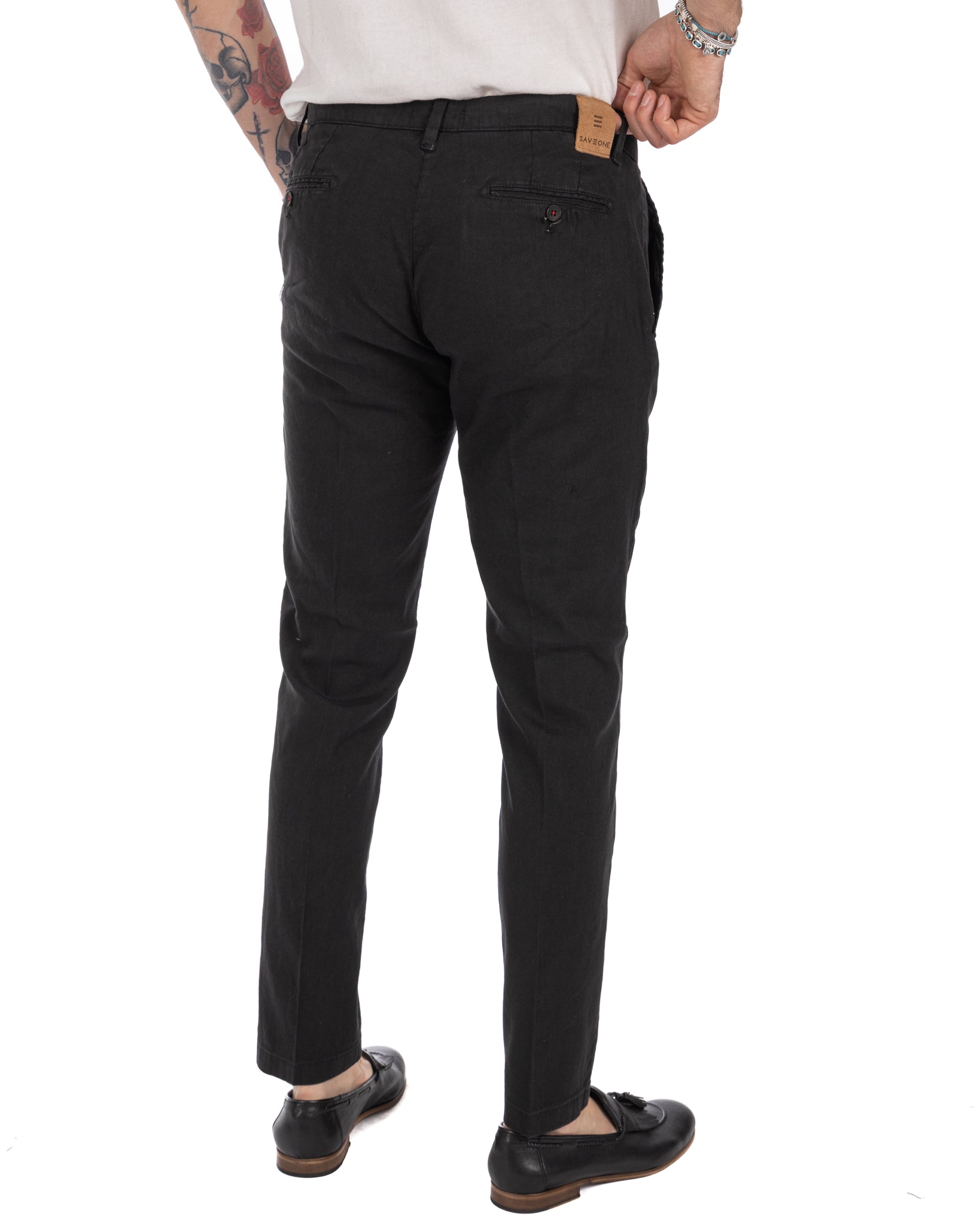 Didier - pantalon en lin stretch noir