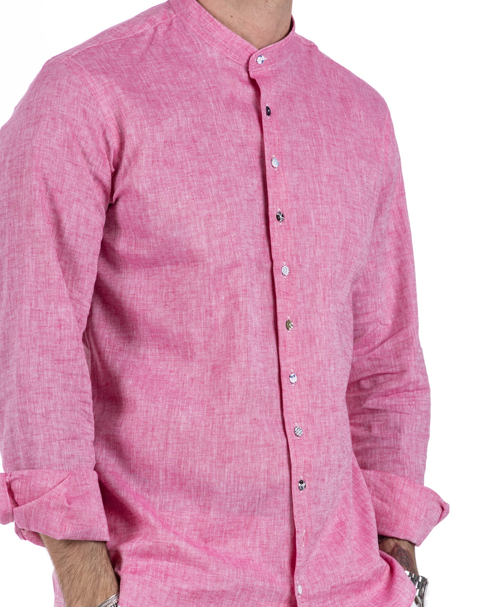 Positano - fuchsia linen Korean shirt