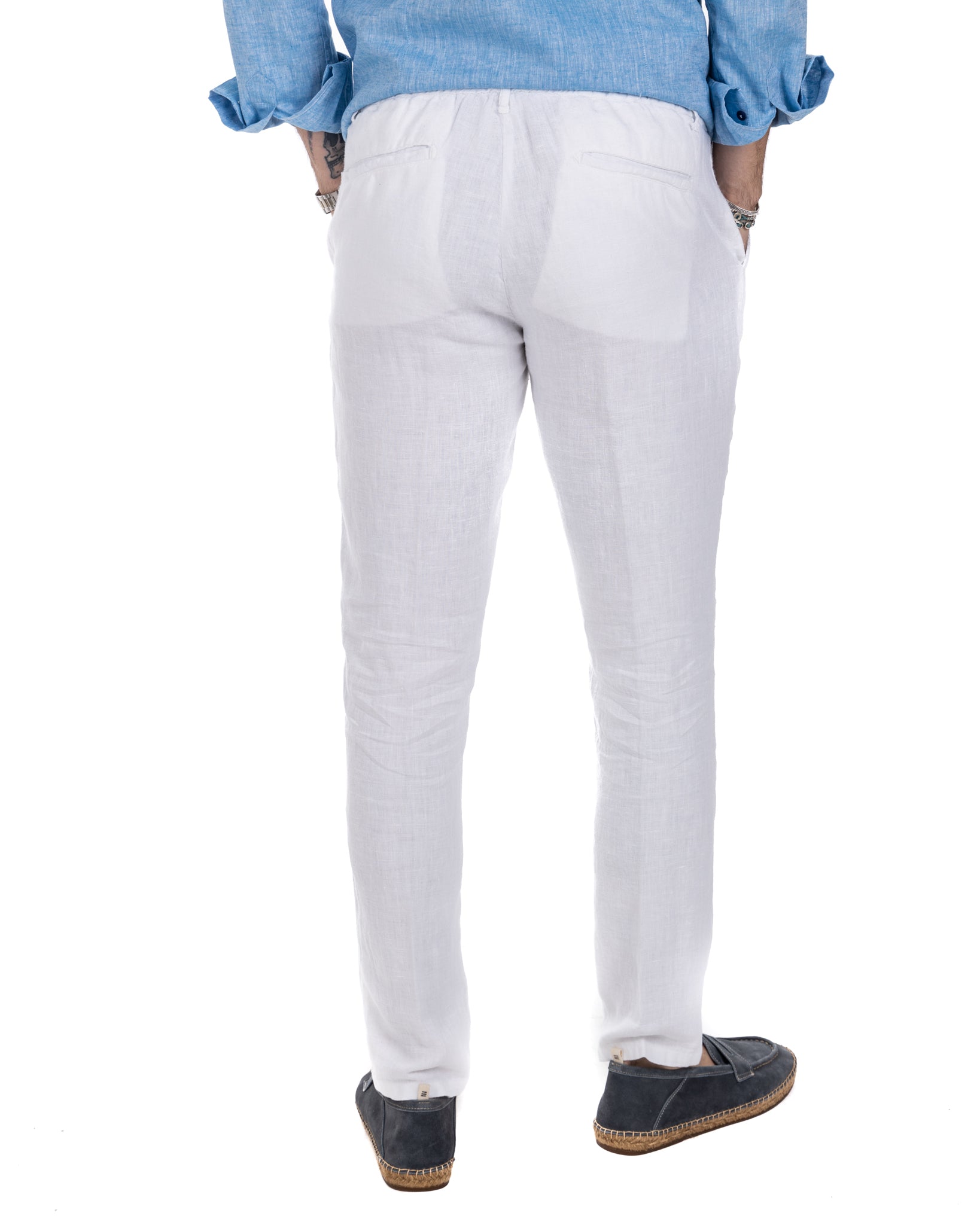 Gustave - trousers in pure white linen