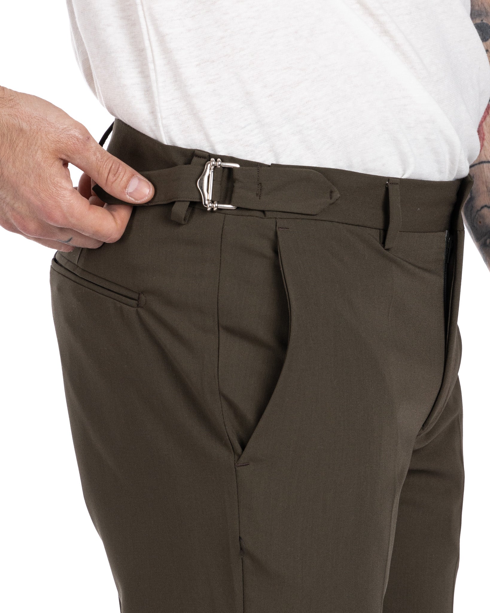 Trani - trousers with military buckles