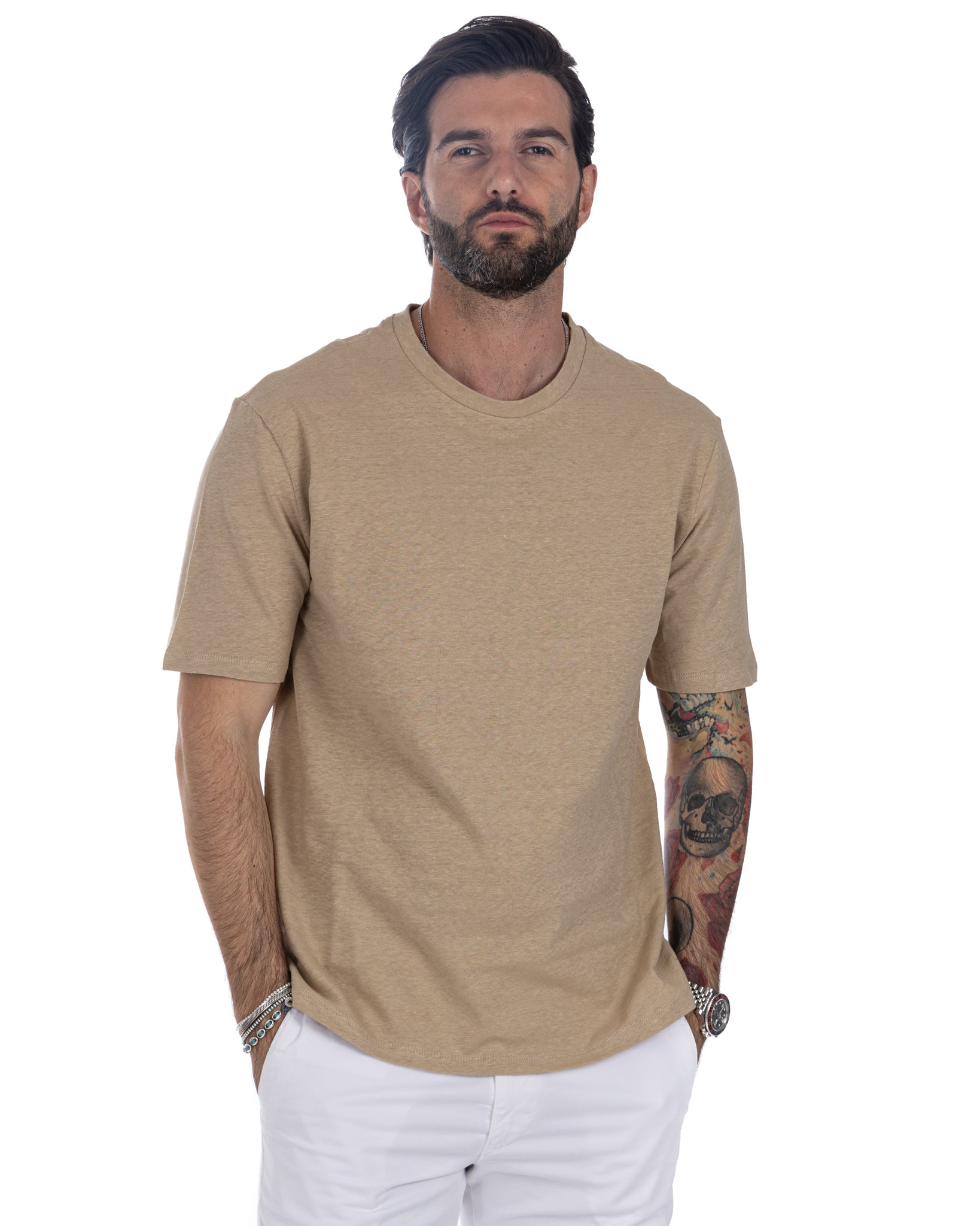Favignana - beige linen t-shirt