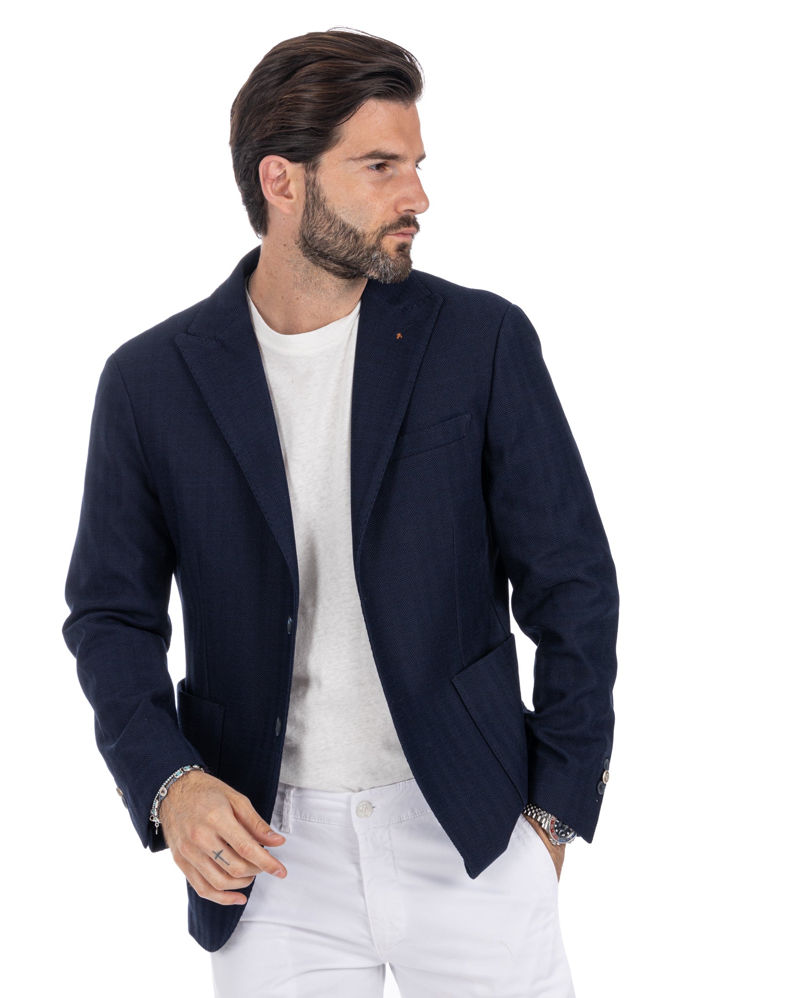 Noto - blue solaro single-breasted jacket