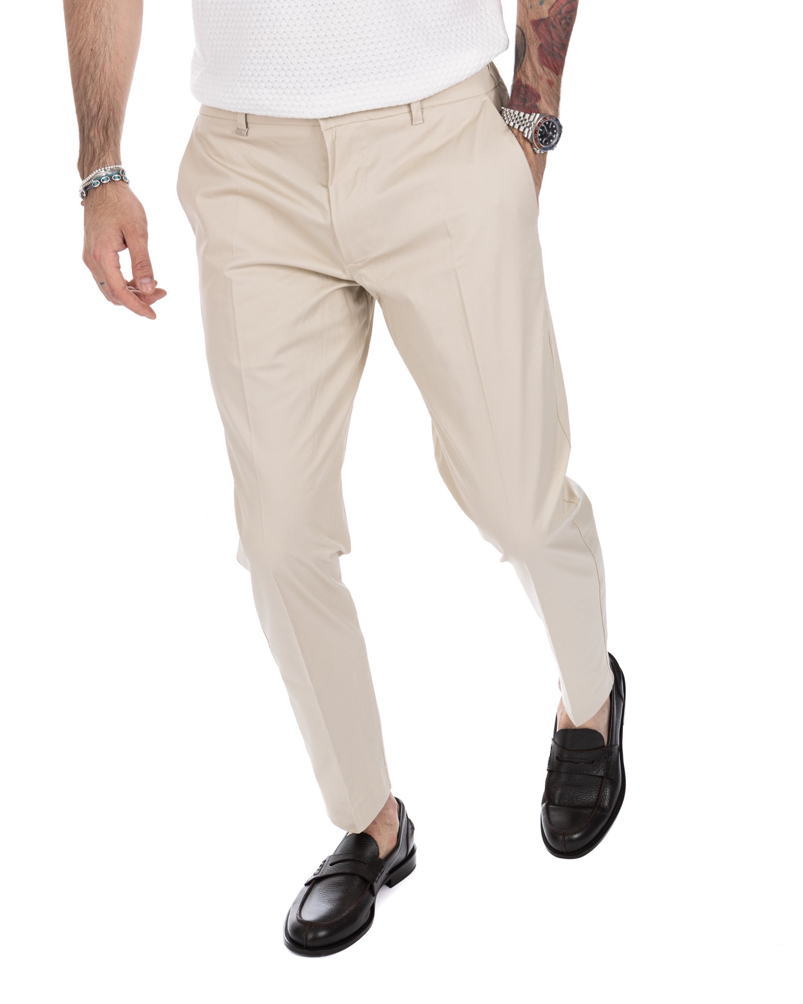 Elder - beige capri trousers in summer cotton