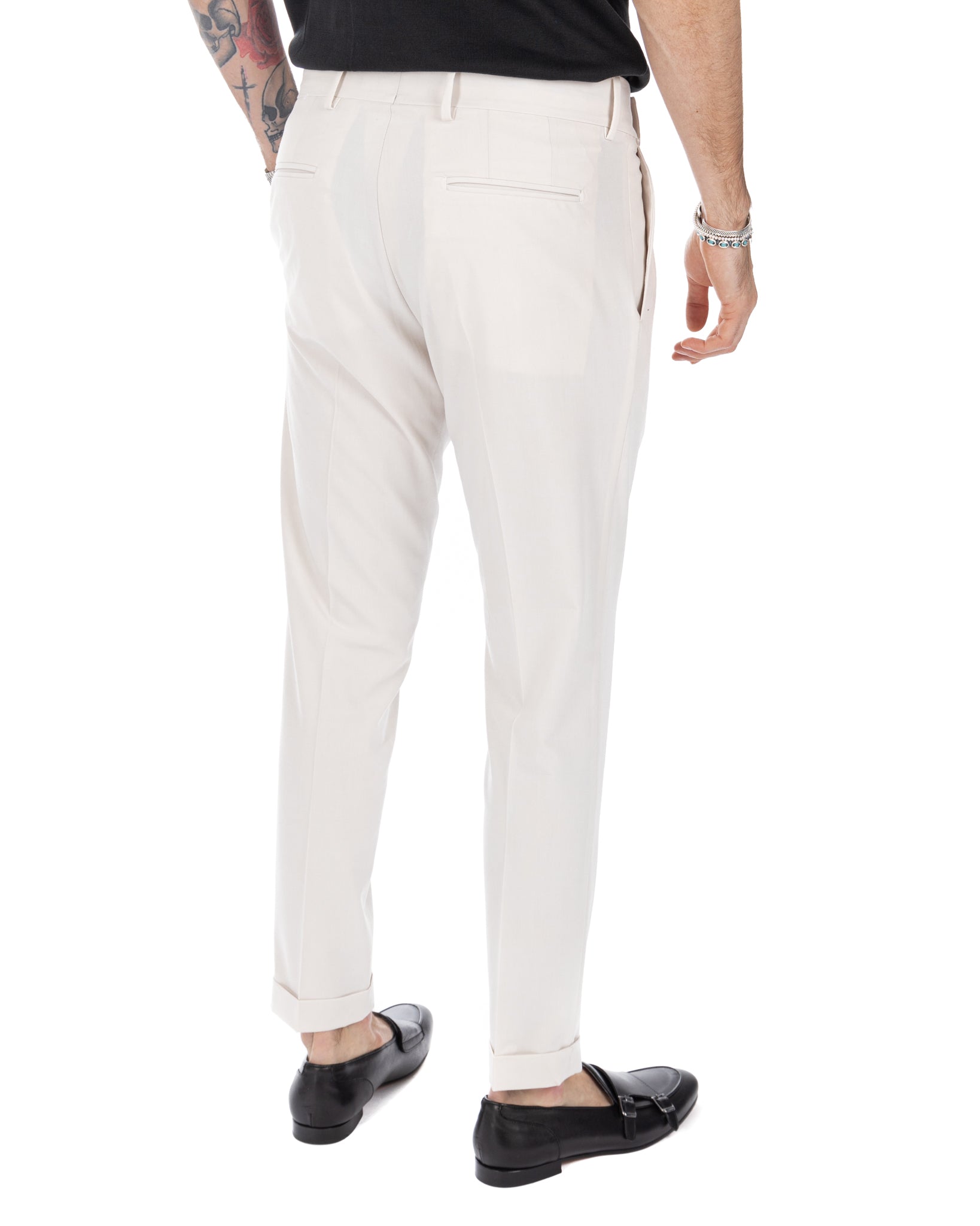 Caprera - cream high waisted trousers
