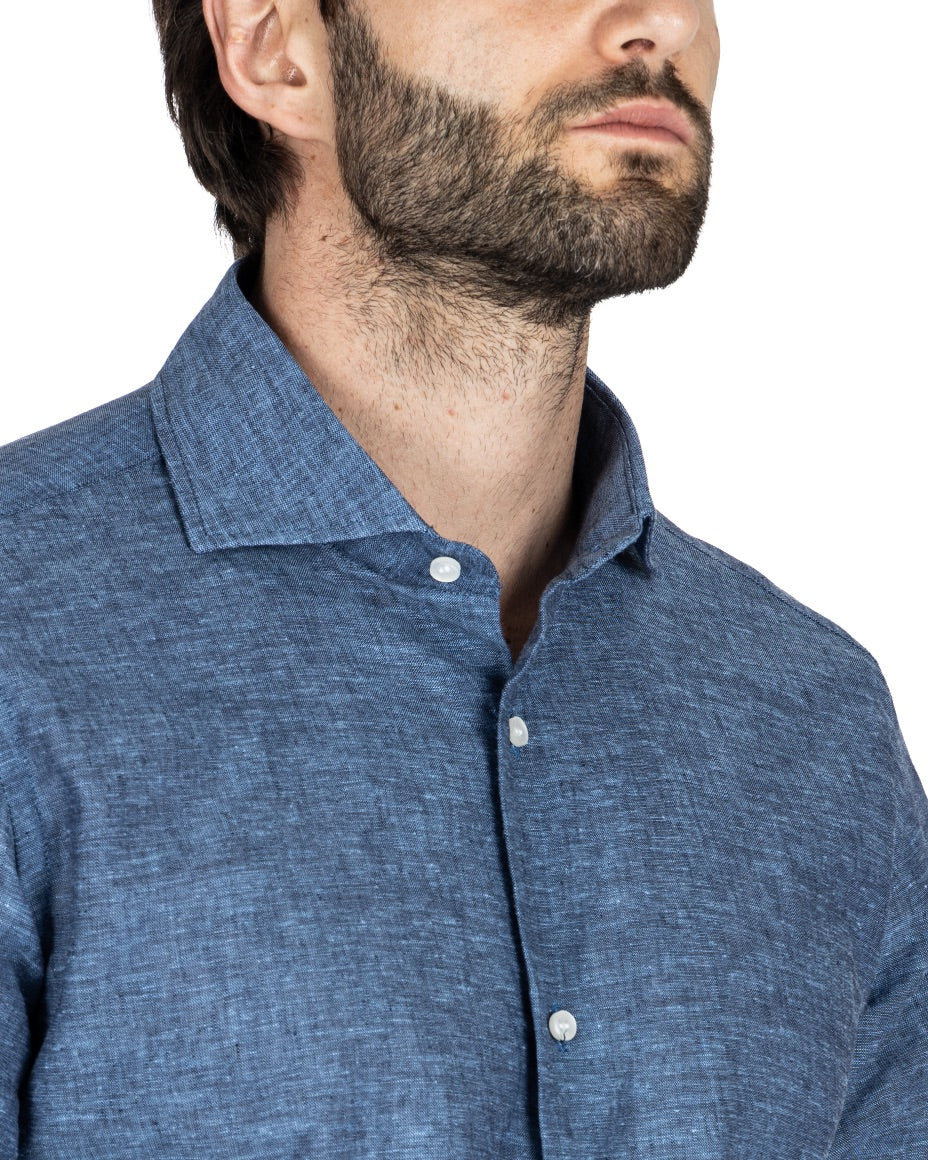 PRAIANO - CLASSIC JEANS SHIRT IN LINEN