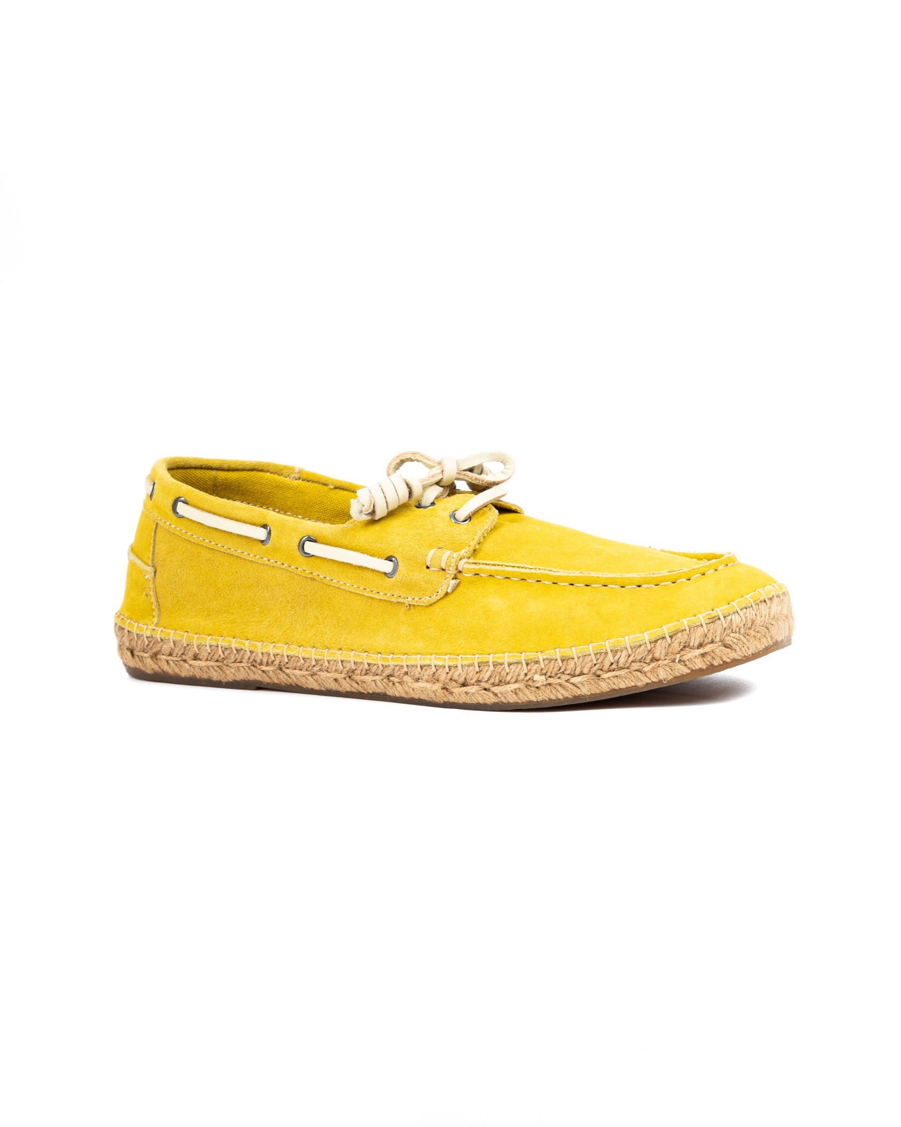Pompeii - yellow suede boat with rope bottom
