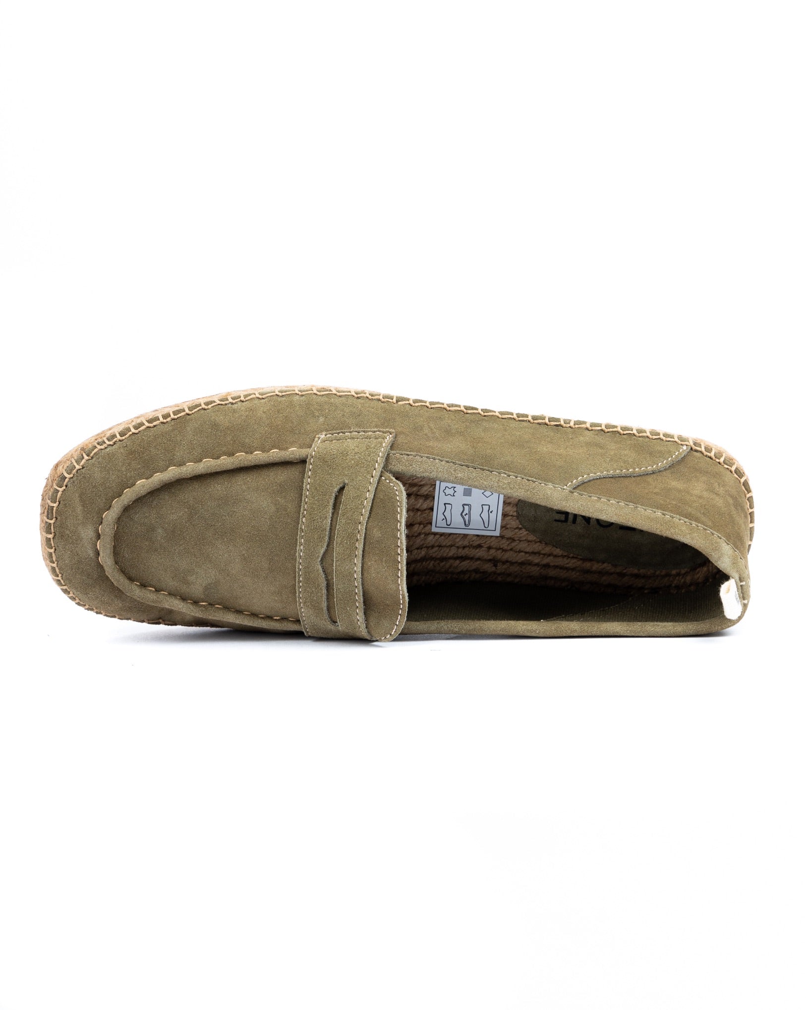 Roma - green suede moccasin with rope sole