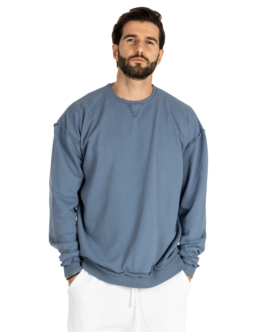 KYOTO - OVERSIZED SWEATSHIRT WITH VISIBLE LIGHT BLUE SEAMS