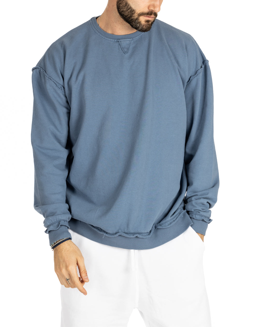 KYOTO - OVERSIZED SWEATSHIRT WITH VISIBLE LIGHT BLUE SEAMS
