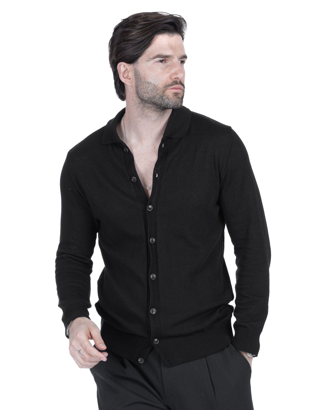 Marlon - black shirt cardigan