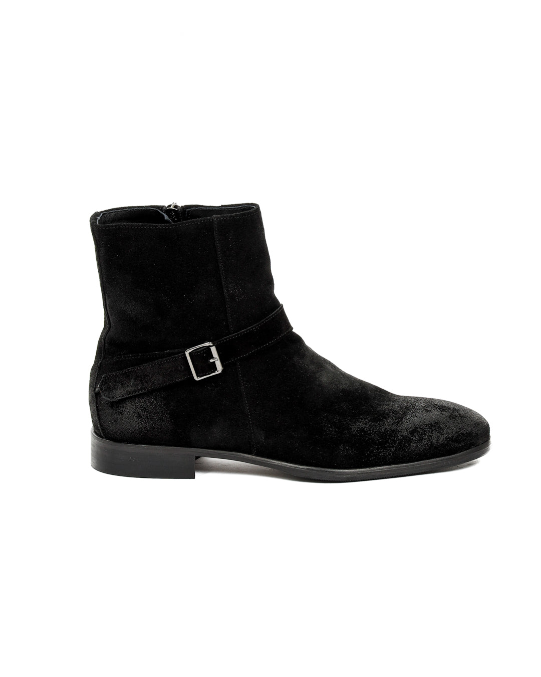 Neil - black suede ankle boot with strap