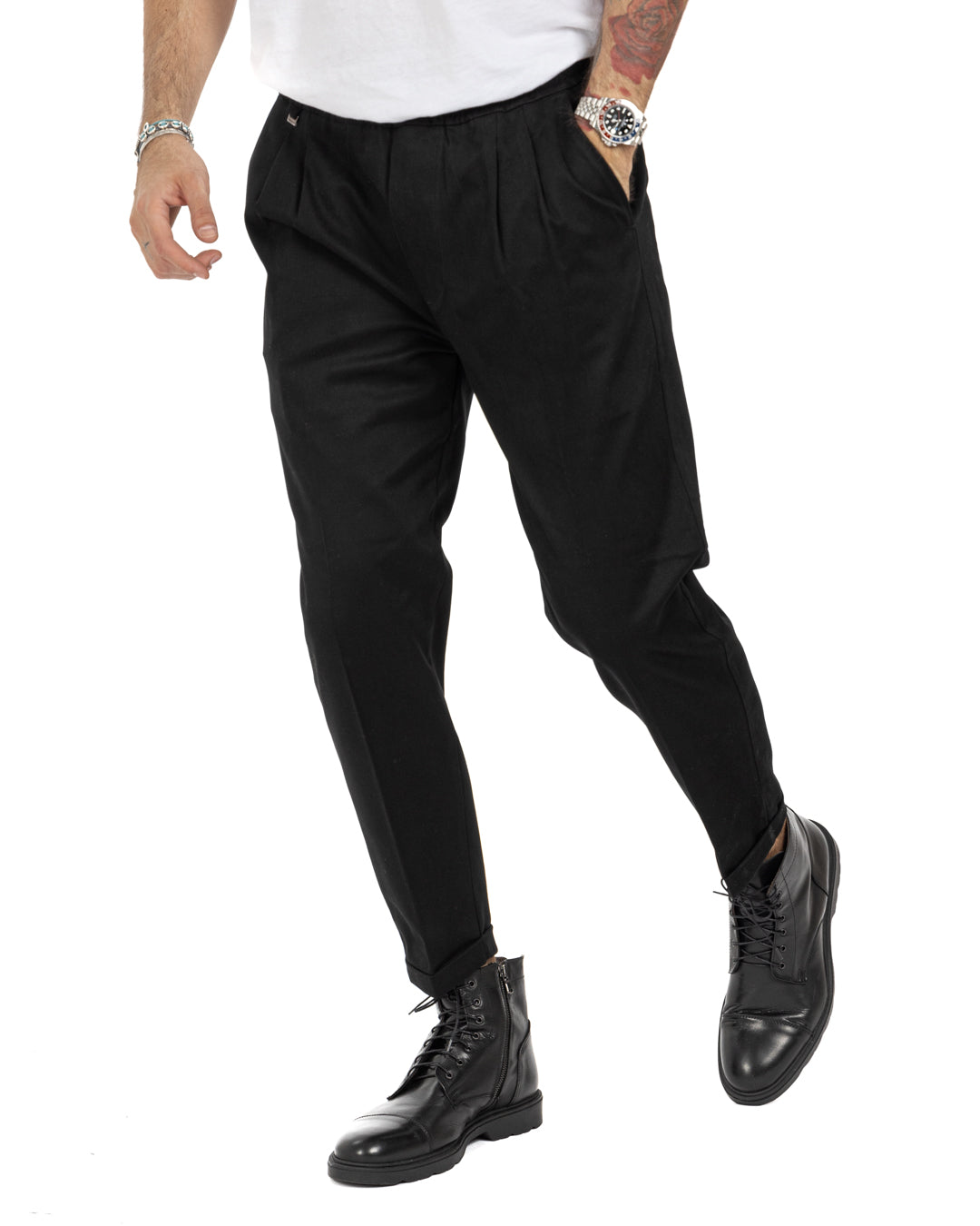 Larry - black cotton trousers