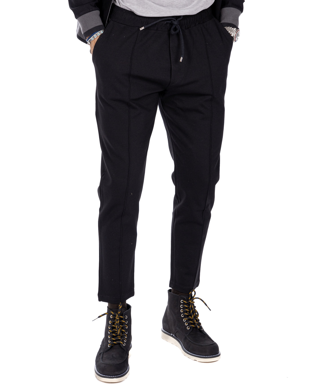 Explorer - black milano stitch tracksuit trousers