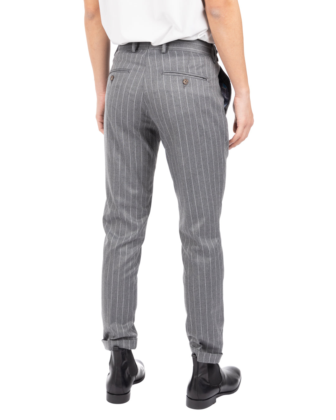 Italian - gray pinstriped high-waisted trousers